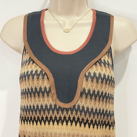 M Missoni Knit Dress Metallic Chevron Size 4 Shimmer Sleeveless Y2K Vintage - Picture 4 of 9